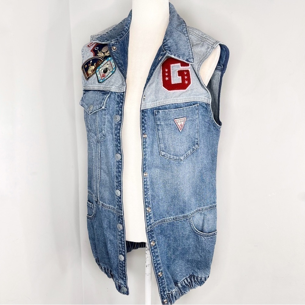 Guess Jeans Patch Denim Blue Jean Vest XS